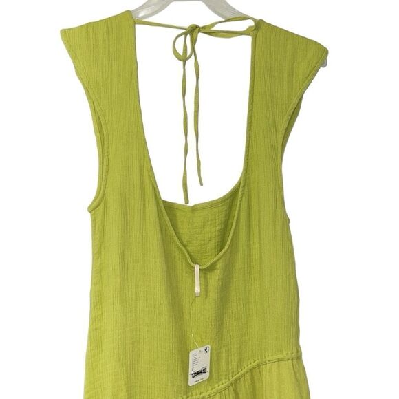 Free People Green MIDI Assymetrical Hem Dress(Size Large) - Picture 5 of 9